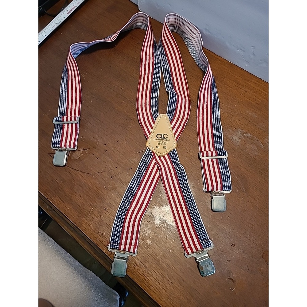 CLC Custom LeatherCraft 110USA United States Flag Adjustable Elastic Suspenders‎